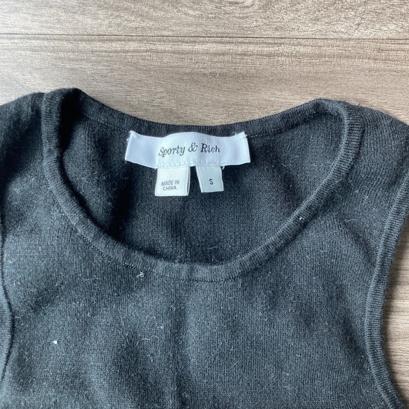 Sporty & Rich Serif Logo Knit Legging and Bra Set Black and White Small - Picture 9 of 12